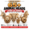 65+ 3D Animal Head Laser Cut Bundle | Wooden Wall Art SVG, DXF & AI Files