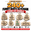 240+ Funny Quote Keychain Laser Cut Bundle | Humorous Saying SVG, DXF, AI & PNG Files