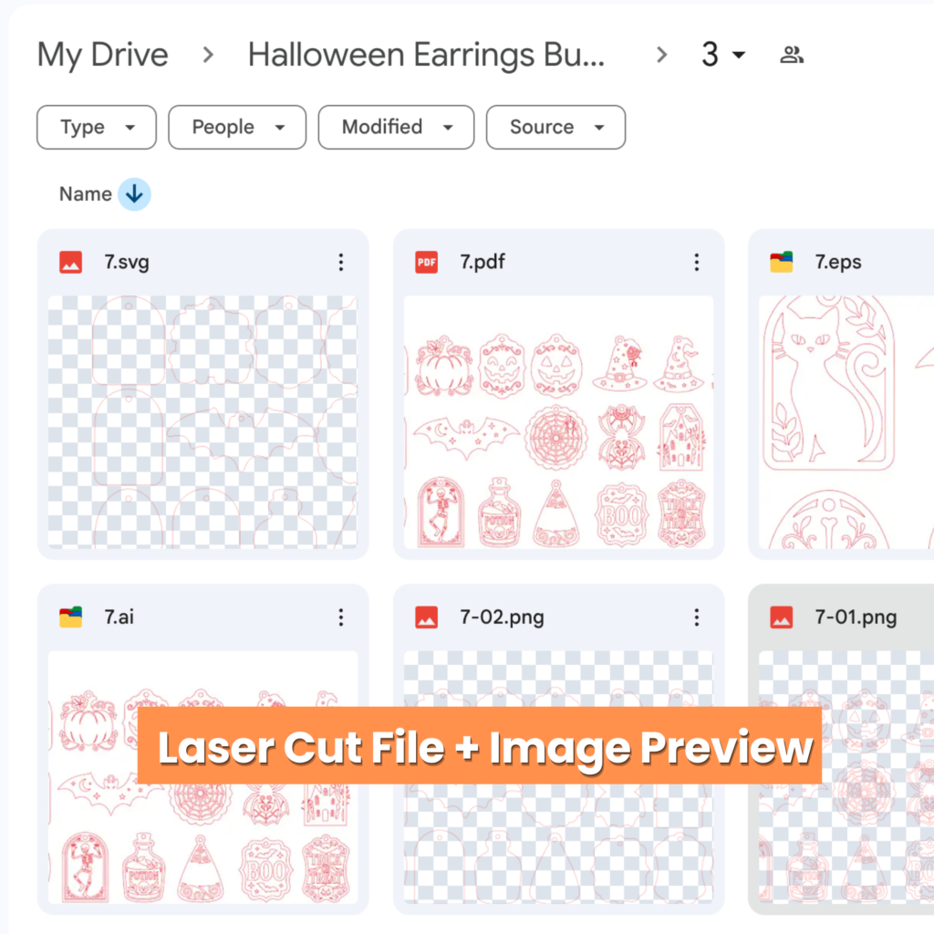60 Halloween Earrings Laser Cut Bundle | Spooky Jewelry SVG, DXF, PNG & PDF Files