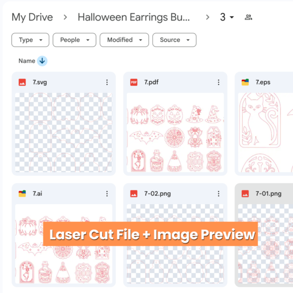 60 Halloween Earrings Laser Cut Bundle | Spooky Jewelry SVG, DXF, PNG & PDF Files