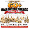 60 Halloween Earrings Laser Cut Bundle | Spooky Jewelry SVG, DXF, PNG & PDF Files