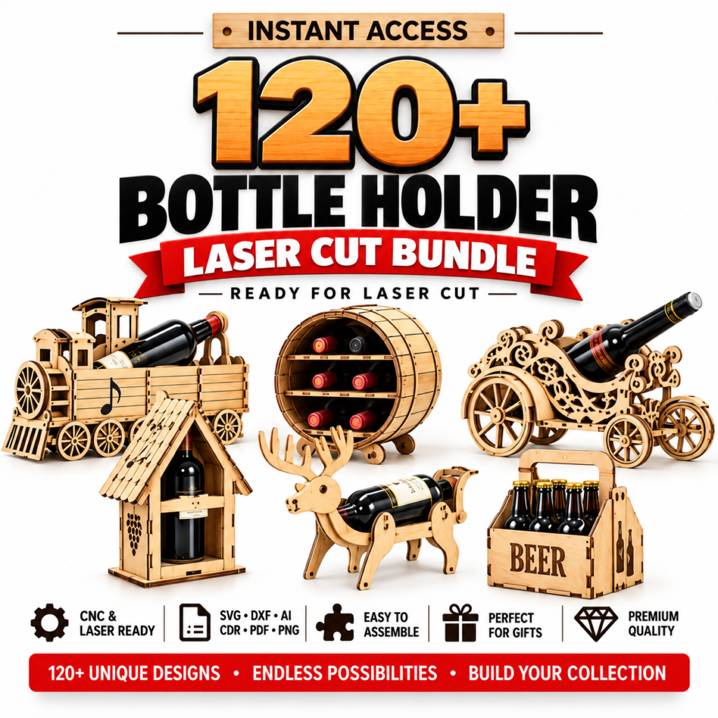 120+ Laser Cut Bottle Holder Bundle | SVG, DXF, AI & CDR Files