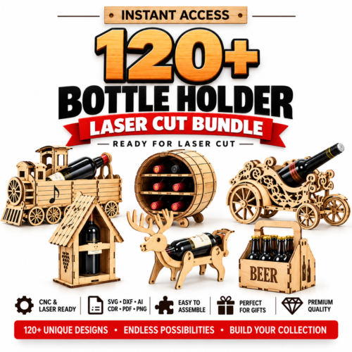 2 120+ Laser Cut Bottle Holder Bundle | SVG, DXF, AI & CDR Files