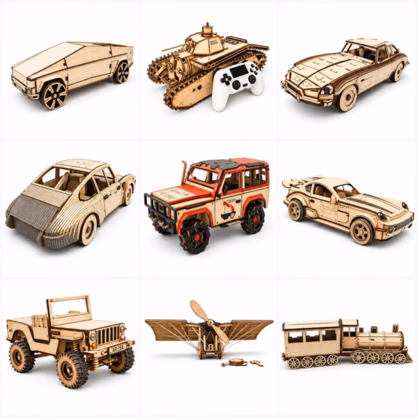 95+ 3D Vehicle Laser Cut Puzzle Bundle | SVG, DXF & CDR Files for Wood, CNC & Laser Cutting