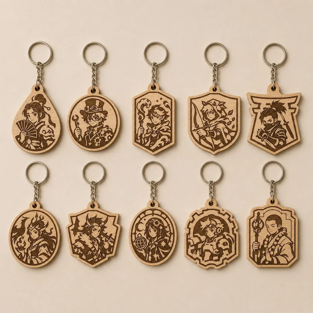 50+ Anime Laser Cut Keychain Bundle | Fantasy Character Cutting & Engraving Designs