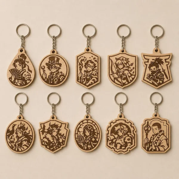 50+ Anime Laser Cut Keychain Bundle | Fantasy Character Cutting & Engraving Designs
