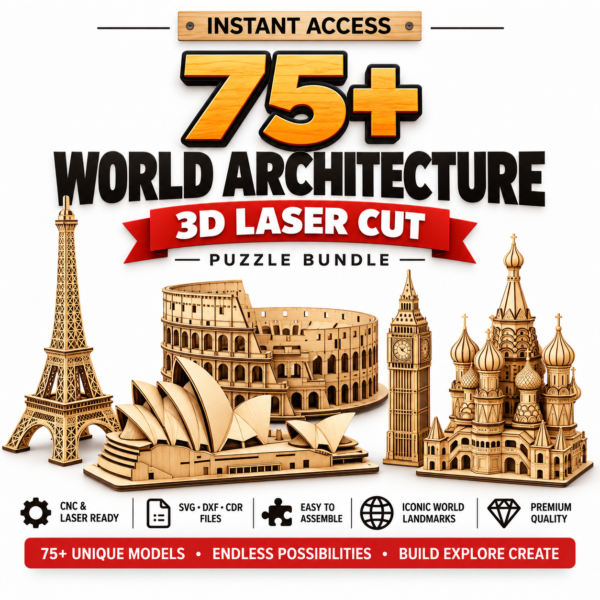3d1 75+ World Architecture Laser Cut Bundle | Landmark SVG, DXF, AI, CDR & PDF Files