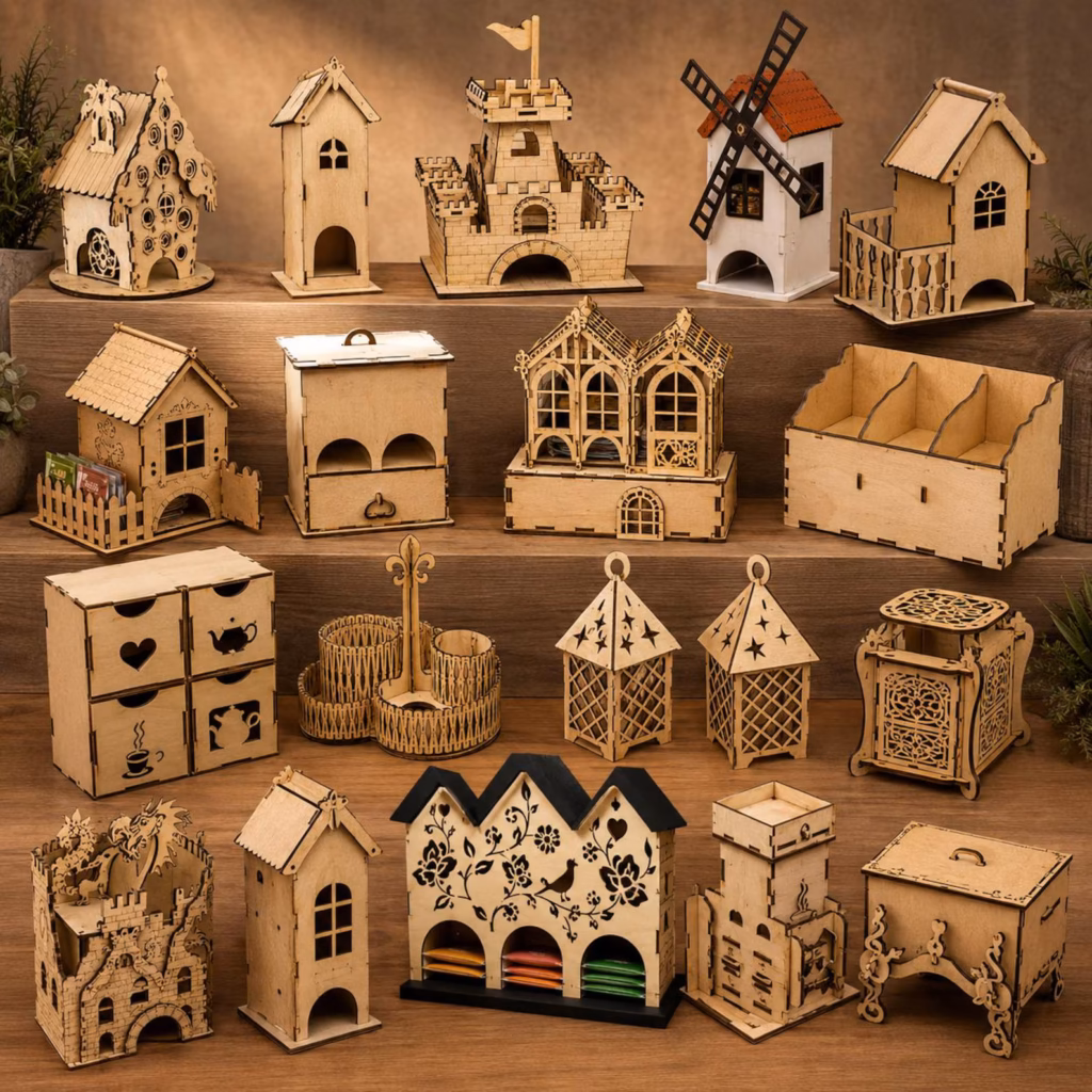 60+ Laser Cut Tea House Bundle | Tea Box & Organizer SVG, DXF, AI, EPS, CDR Files