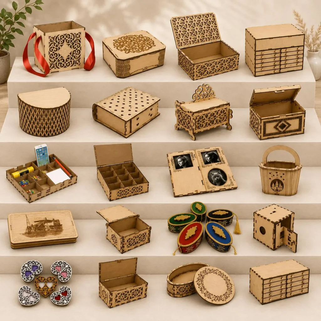 300+ Laser Cut Box Bundle | Jewelry, Wine, Gift & Wooden Box SVG, DXF, AI & CDR Files