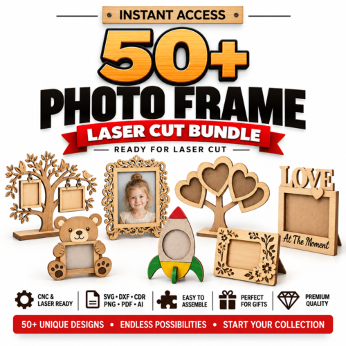 b 50+ Photo Frame Laser Cut Bundle | Wood Picture Frame SVG, DXF, AI & PDF Files
