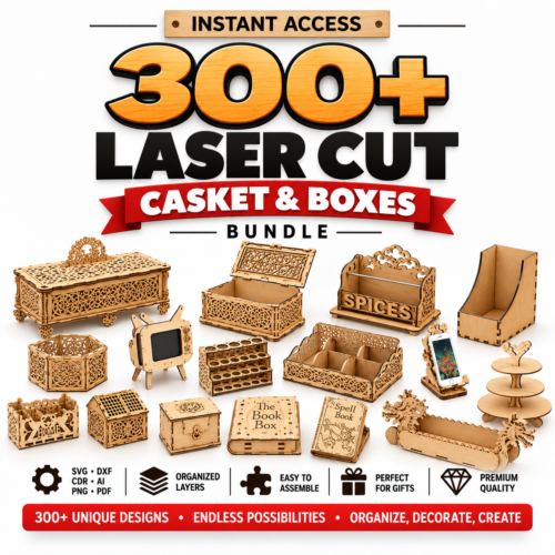 b1 300+ Laser Cut Box Bundle | Jewelry, Wine, Gift & Wooden Box SVG, DXF, AI & CDR Files