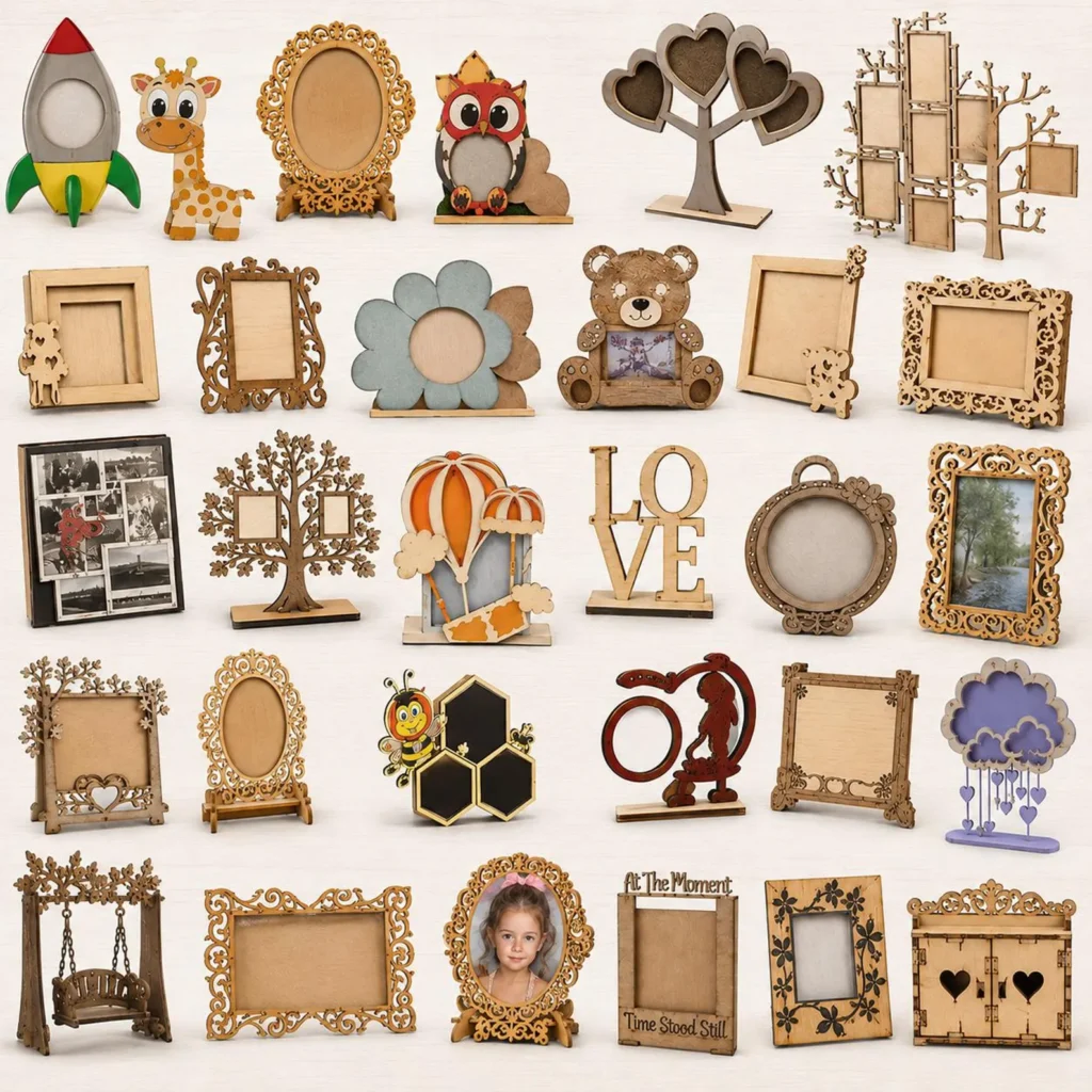 50+ Photo Frame Laser Cut Bundle | Wood Picture Frame SVG, DXF, AI & PDF Files