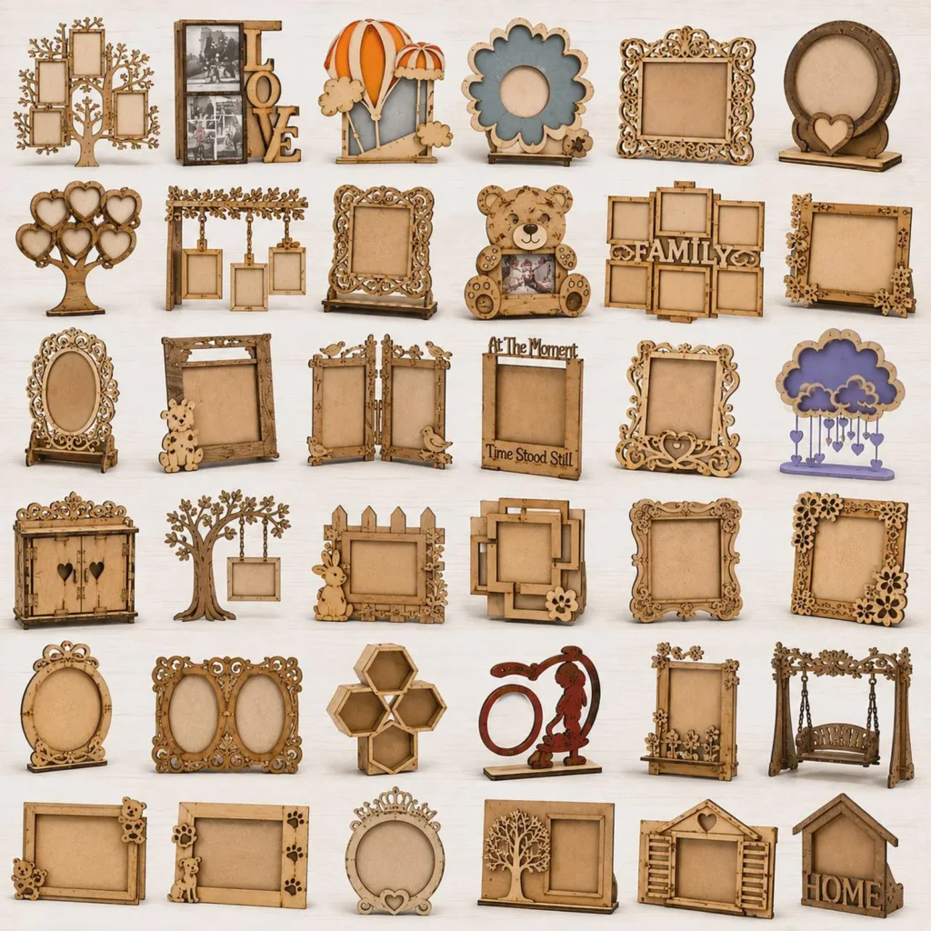 50+ Photo Frame Laser Cut Bundle | Wood Picture Frame SVG, DXF, AI & PDF Files