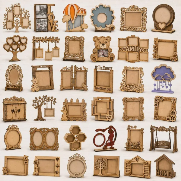 50+ Photo Frame Laser Cut Bundle | Wood Picture Frame SVG, DXF, AI & PDF Files