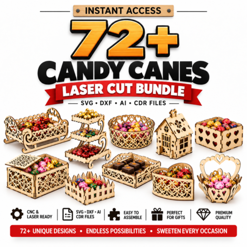 c11 72+ Christmas Candy Basket Laser Cut Bundle | SVG, DXF & CDR Gift Box Files