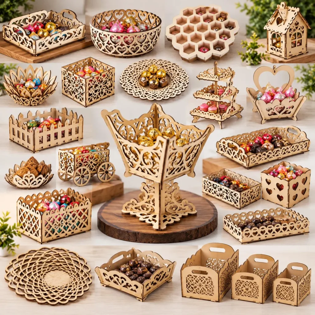 72+ Christmas Candy Basket Laser Cut Bundle | SVG, DXF & CDR Gift Box Files