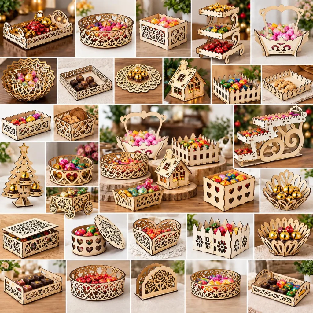 72+ Christmas Candy Basket Laser Cut Bundle | SVG, DXF & CDR Gift Box Files