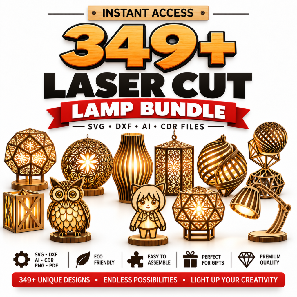 349+ Laser Cut Lamp & Lantern Bundle | Wooden Pendant Light SVG, DXF, CDR & AI Files