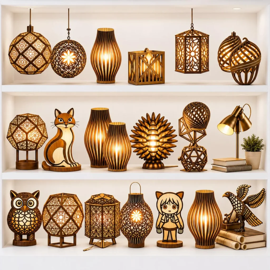 349+ Laser Cut Lamp & Lantern Bundle | Wooden Pendant Light SVG, DXF, CDR & AI Files